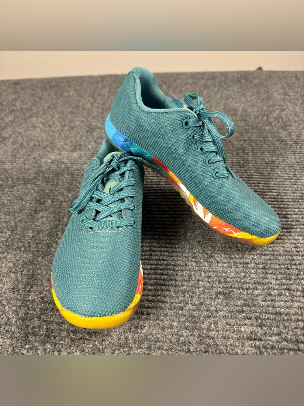 NoBull Just the Horns Athletic Lagoon Sunrise Sole trainers Sneakers M 6.5 / W 8